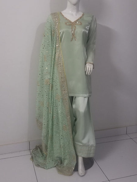Shirt lawa silk - Shalwar short silk - Dupatta Chunri style shefoon
