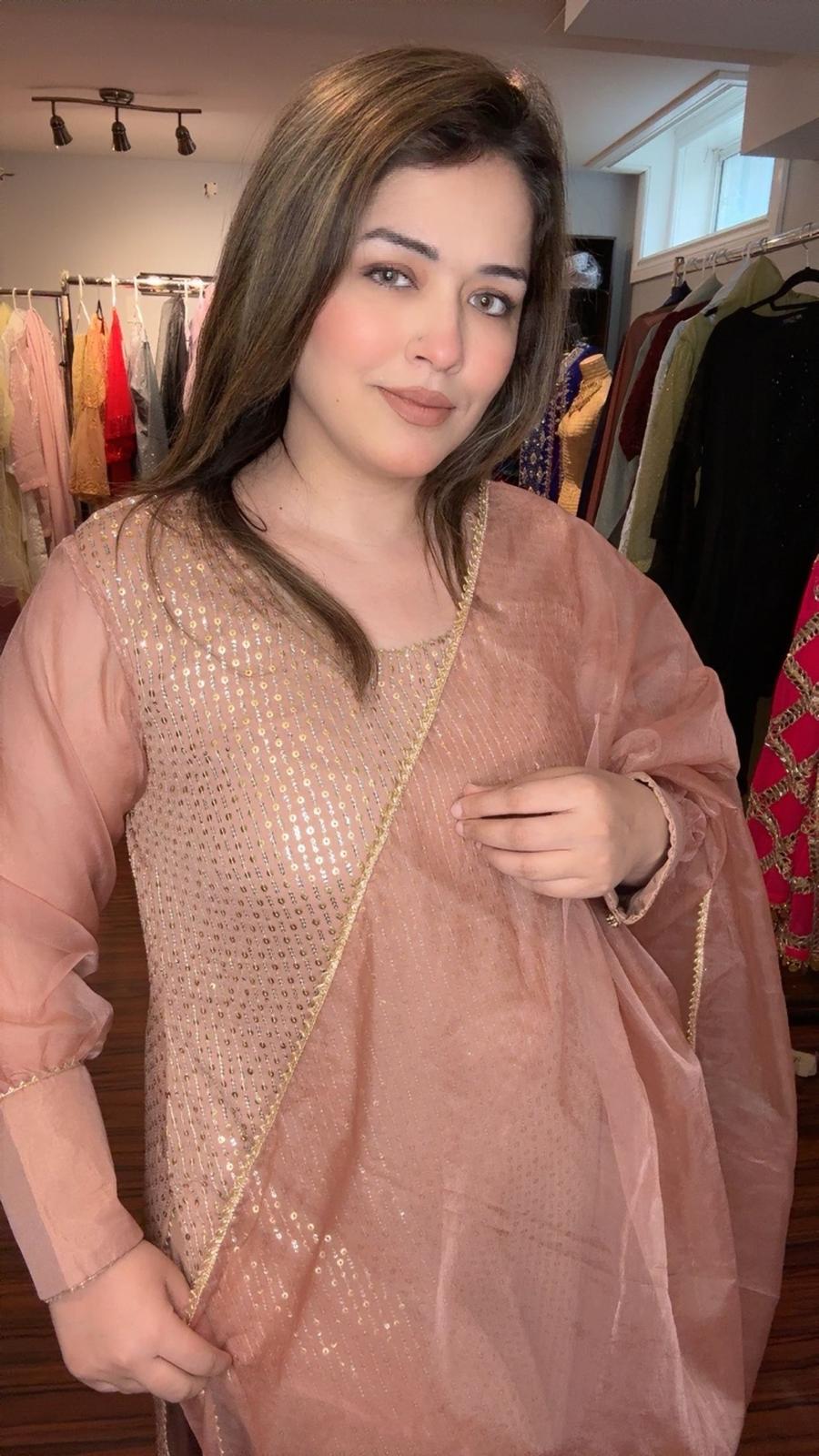 Shirt Shefoon sequence fabric - Trouser raw silk - Sleeves dupatta organza