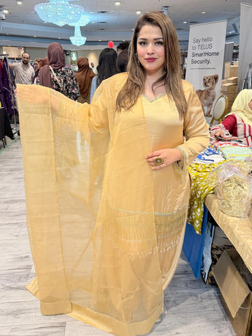 Shirt and shalwar short silk fabric - Fancy cutdaman - jhalar lace