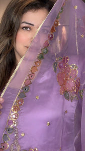 Shirt and trouser short silk fabric - dupatta organza fancy printed - Neck line fancy