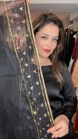 Shirt silk shalwar - organza Fancy sequence dupatta - Farshi shalwar