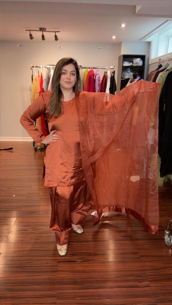 Short silk fabric - inner malai -Dupatta organza - Farshi Shalwar