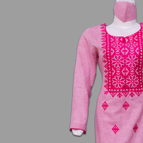 Winter Collection! - 3 PC Khaddar Fabric with Applique Embroidery - Pink