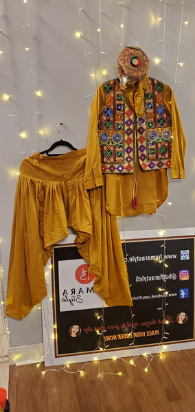 5PC Pathani Dress with Accessories - Mustard