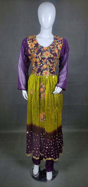 3PC Frock on Chiffon with Full Mirror Work
