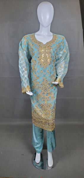 3pcs Organza Suit With Embroidery