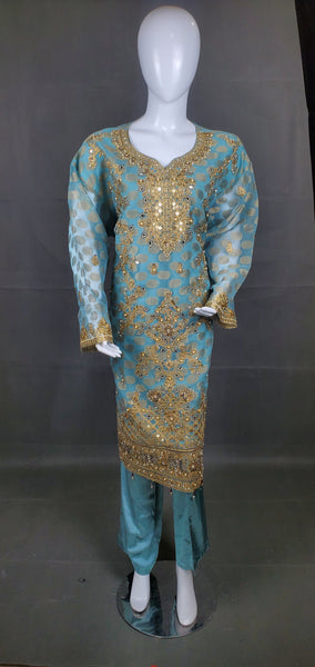 3pcs Organza Suit With Embroidery