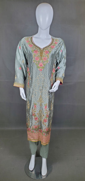 3pcs silk suit with stone work