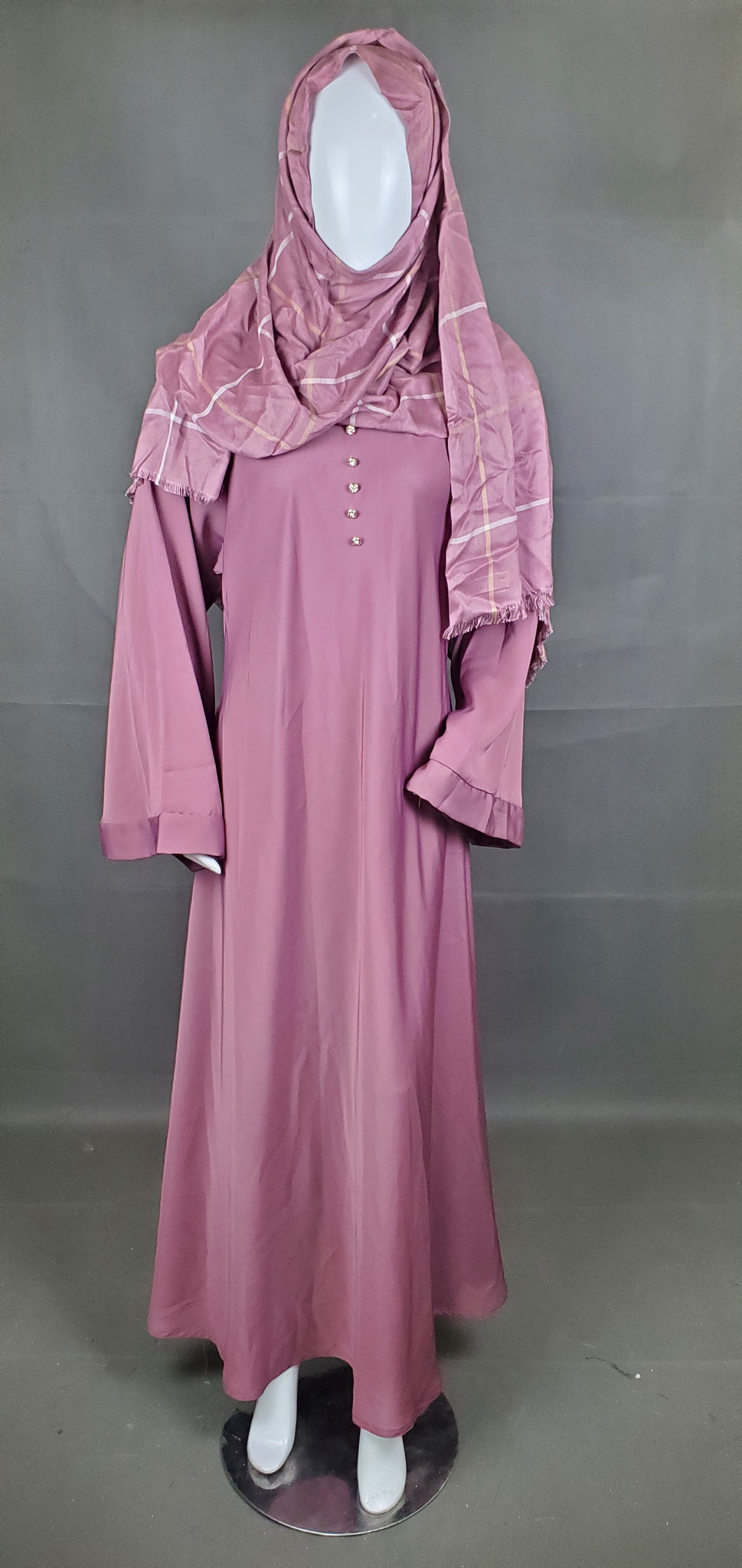 Modest Wear - Embroided Traditional Abaya - Pink