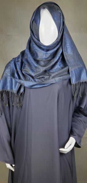 Modest Wear - Embroided Traditional Abaya - Dark Blue