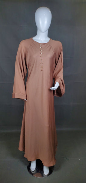 Modest Wear - Embroided Traditional Abaya - Brown